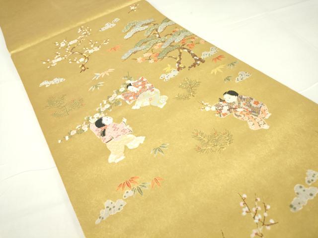 平和屋着物●西陣 長嶋成織物 ながしま帯 六通柄袋帯 童子の調 本金箔 瀞金錦 正絹 逸品 DAAX3874az
