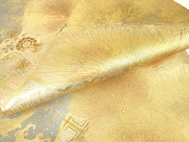 平和屋着物▼六通柄袋帯 若松葉 金彩 引箔 正絹 逸品 DAAX3597az