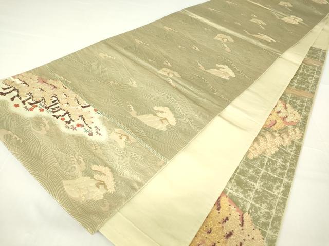 平和屋着物▼六通柄袋帯 唐織 花松文 金糸 正絹 逸品 DAAX3611az