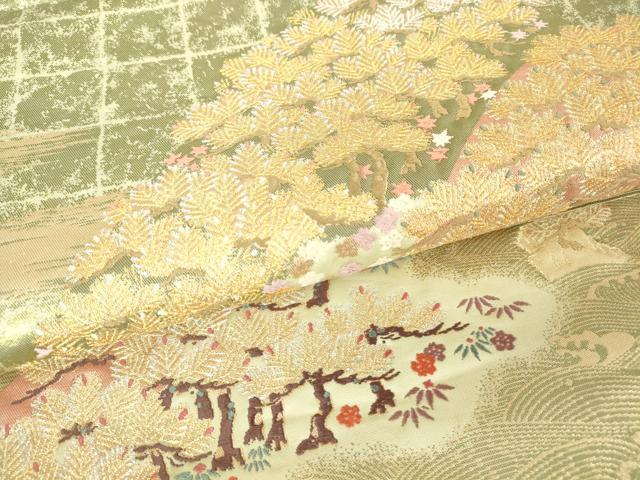 平和屋着物▼六通柄袋帯 唐織 花松文 金糸 正絹 逸品 DAAX3611az