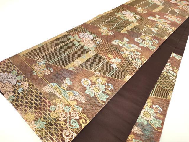 平和屋着物▼六通柄袋帯 鳳凰牡丹文 金糸 正絹 逸品 DAAX3650az