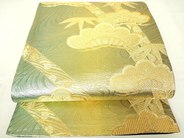 平和屋着物▼西陣 六通柄袋帯 笹竹松文 金糸 正絹 逸品 DAAX3702az