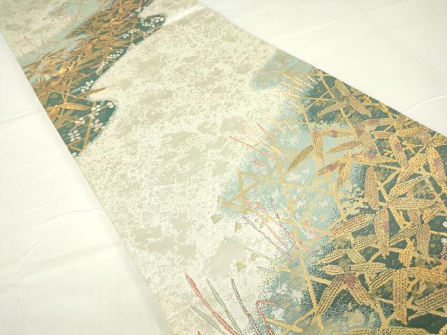 平和屋着物▼六通柄袋帯 籬笹文 金銀糸 正絹 逸品 DAAX3718az