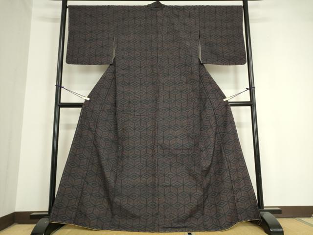 平和屋着物●上質な紬 幾何学文 正絹 逸品 未使用 DAAX3791az