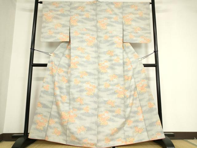 平和屋着物●小千谷紬 草花文 正絹 逸品 DAAX3814az