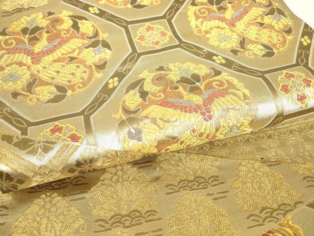 平和屋着物▼六通柄袋帯 蜀江花鳥文 金糸 正絹 逸品 DAAX3952az