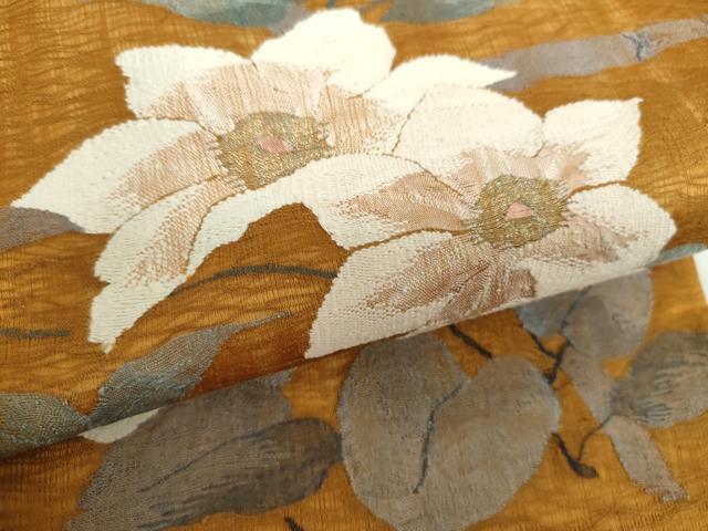 平和屋着物▽太鼓柄袋帯 スリーシーズン帯 春 夏 秋 すくい織 枝花文 金糸 戸田縫製 正絹 逸品 DAAX4011ps