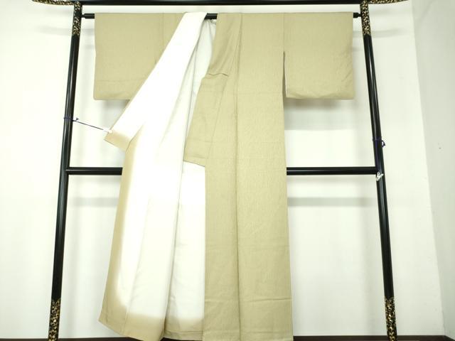 平和屋着物●上質な色無地 霞地紋 鶸茶色 正絹 逸品 DAAX4090ps