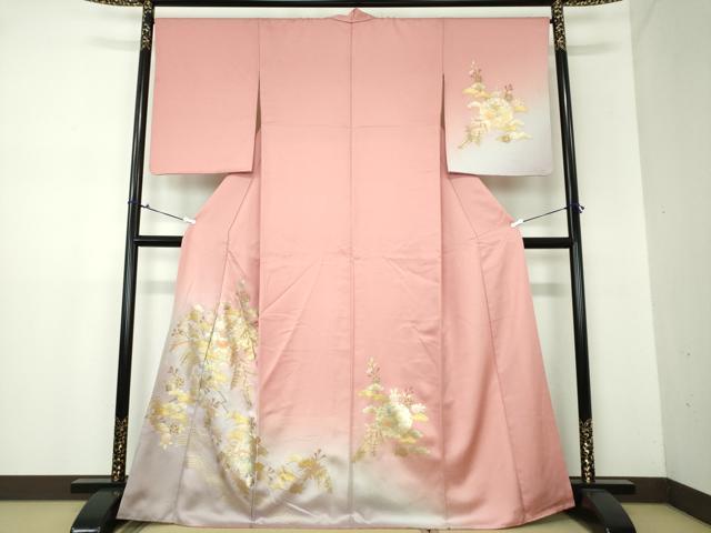 平和屋着物●訪問着 流水地紙雪輪花文 暈し染め 金彩 正絹 逸品 DAAX4120ps