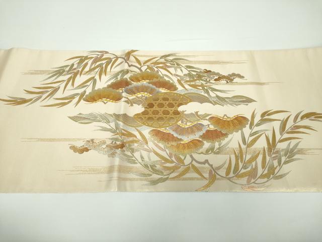平和屋着物●金彩友禅 卓越技能者・名工・和田光正 六通柄袋帯 渡橋風景花文 金銀彩 正絹 逸品 DAAX4161ps