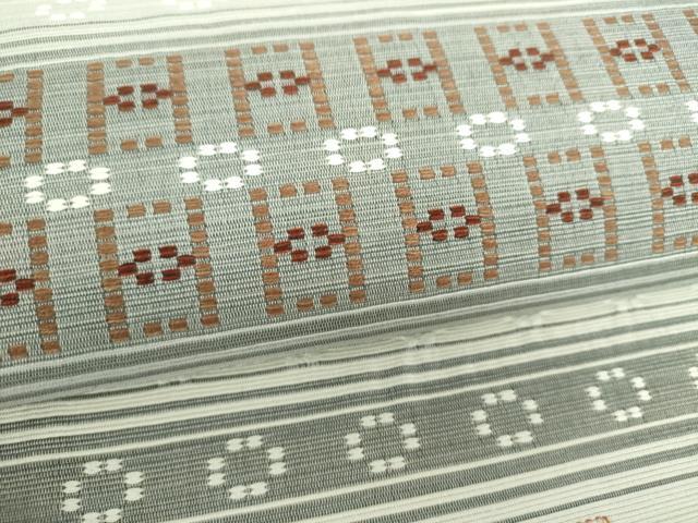 平和屋着物●全通柄袋帯 花織 横段文 正絹 逸品 DAAX4171ps