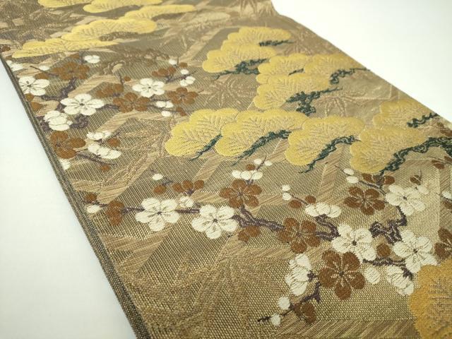 平和屋着物▽極上 創業280年 誉田屋源兵衛 六通柄袋帯 スリーシーズン帯 春 夏 秋 松竹梅 金糸 正絹 逸品 DAAX4173ps