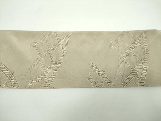 平和屋着物●綴れ 八寸名古屋帯 籬文 砂色 正絹 逸品 未使用 DAAX4205ps