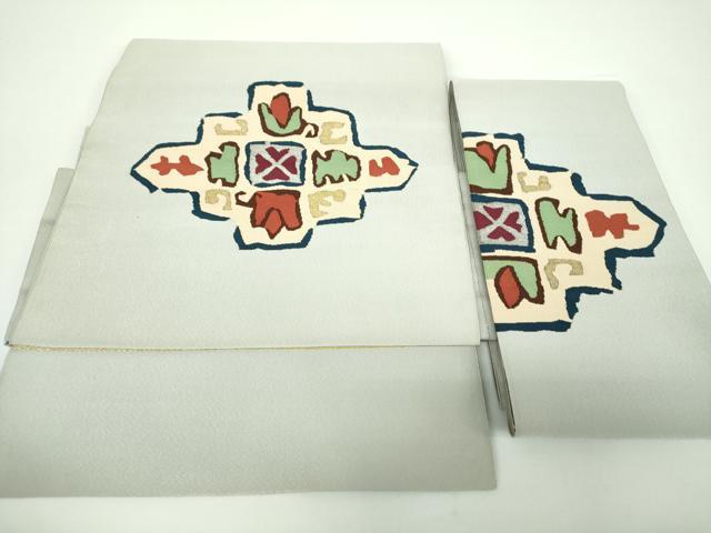平和屋着物●爪掻き本綴れ つけ帯 花菱文 金銀糸 正絹 逸品 未使用 DAAX4240ps