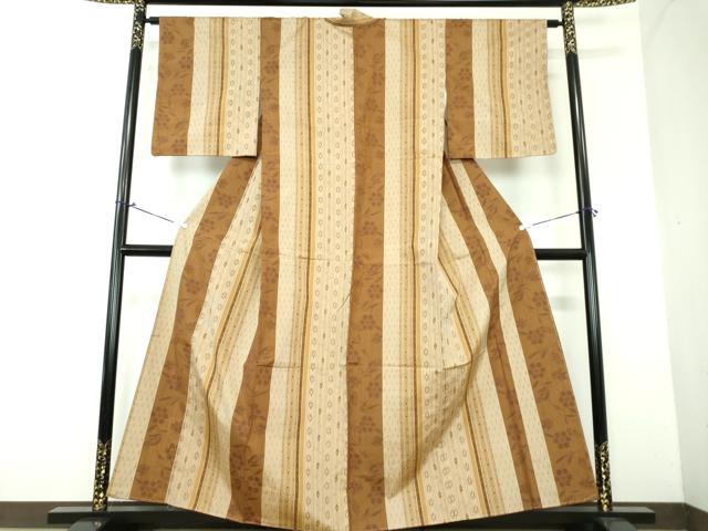 平和屋着物●上質な紬 草花間道 正絹 逸品 未使用 DAAX4296ps