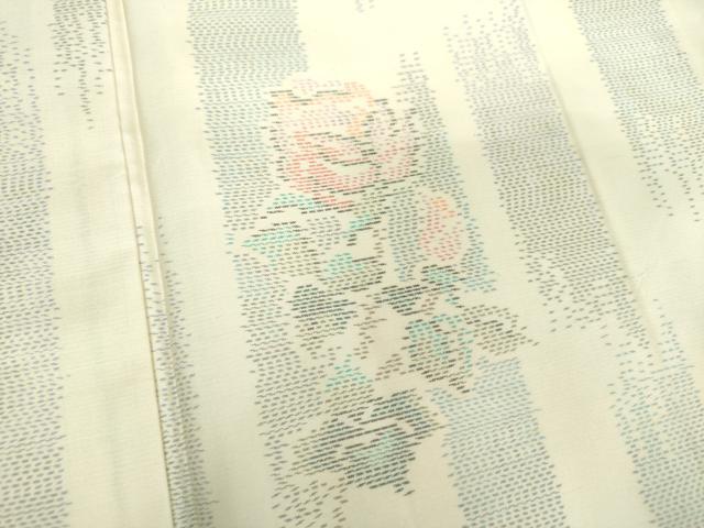 平和屋着物●本場大島紬 白大島 草花間道 証紙付き ロング丈 正絹 逸品 未使用 DAAX4298ps