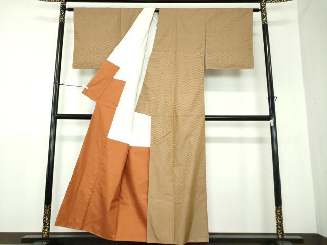 平和屋着物●山下八百子 本場黄八丈 市松綾織 正絹 逸品 未使用 DAAX4302ps