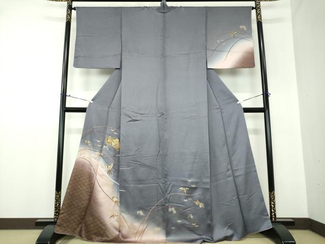 平和屋着物●訪問着 地紙鳳凰花文 暈し染め 金銀彩 正絹 逸品 DAAX4322ps
