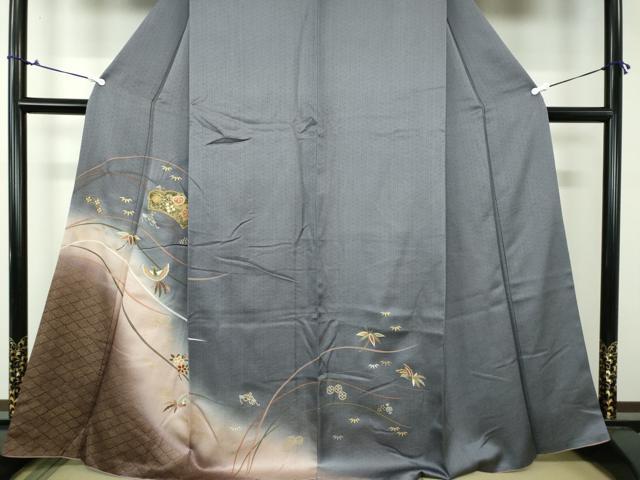 平和屋着物●訪問着 地紙鳳凰花文 暈し染め 金銀彩 正絹 逸品 DAAX4322ps