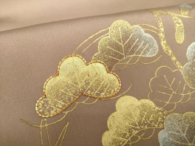 平和屋着物●塩瀬 九寸名古屋帯 駒刺繍 松竹梅 金銀彩 正絹 逸品 DAAX4338ps