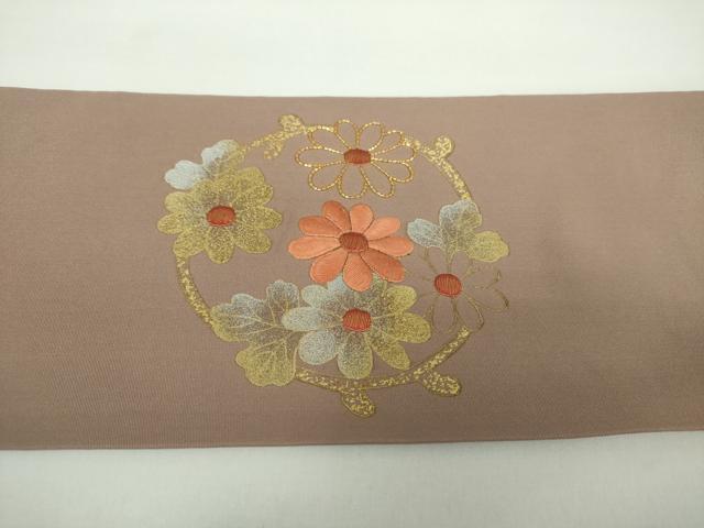 平和屋着物●塩瀬 九寸名古屋帯 駒刺繍 松竹梅 金銀彩 正絹 逸品 DAAX4338ps