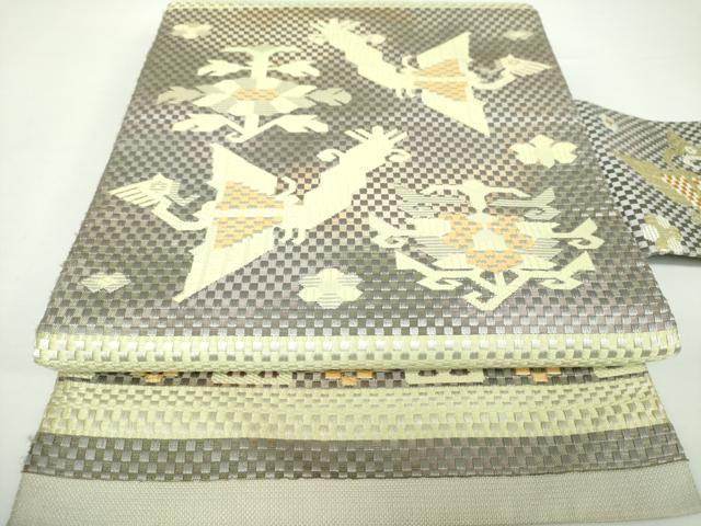 平和屋着物●八寸名古屋帯 唐織 花鳥文 正絹 逸品 DAAX4346ps