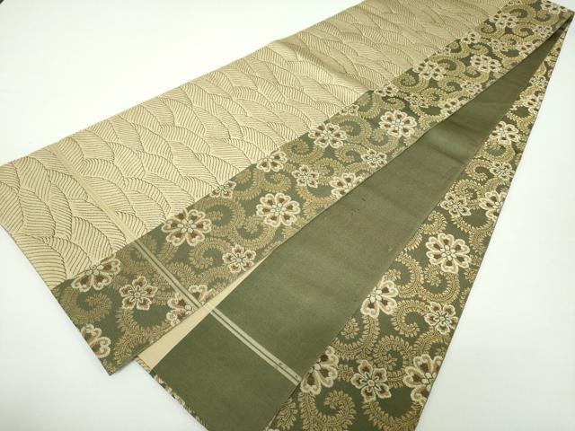 平和屋着物●両面 全通柄袋帯 流水花唐草間道 金糸 正絹 逸品 DAAX4362ps