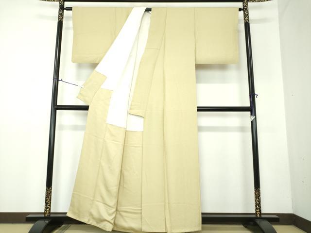 平和屋着物●上質な色無地 霞地紋 抹茶色 正絹 逸品 DAAX4380ps