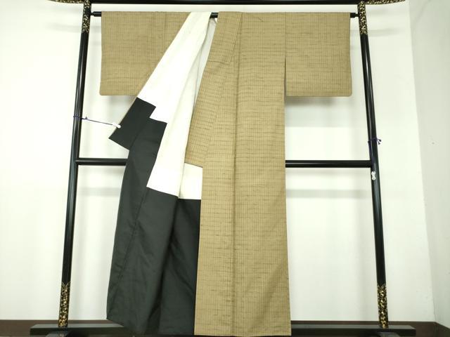 平和屋着物●上質な紬 格子 正絹 逸品 DAAX4394ps