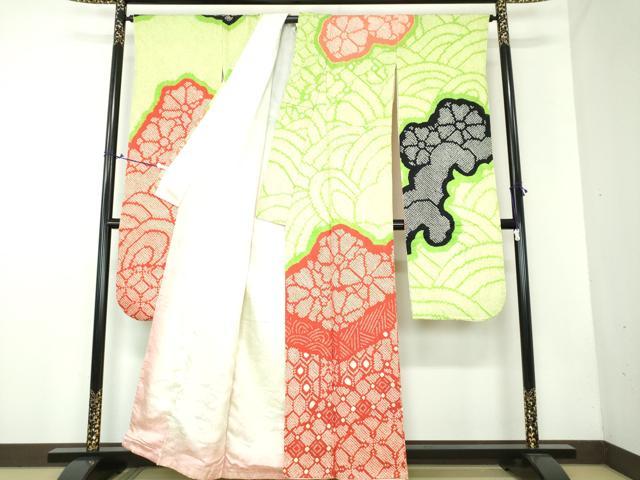 平和屋着物●豪華振袖 総絞り 立波花文 正絹 逸品 DAAX4399ps