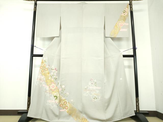 平和屋着物●京友禅作家 米沢新之助 訪問着 駒刺繍 洋花文 金彩 正絹 逸品 DAAX4416ps