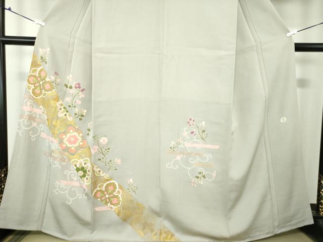 平和屋着物●京友禅作家 米沢新之助 訪問着 駒刺繍 洋花文 金彩 正絹 逸品 DAAX4416ps