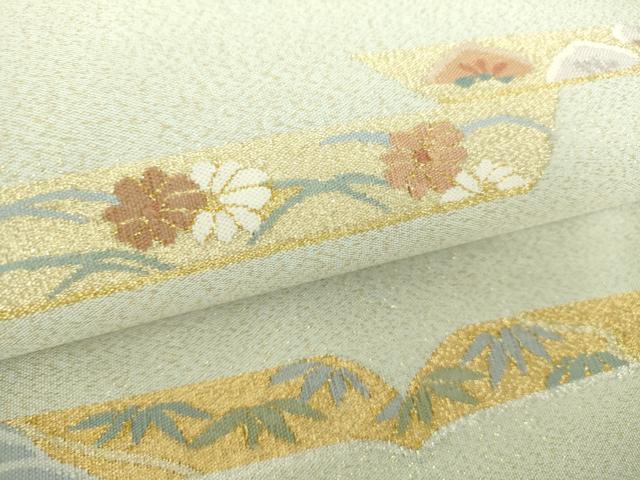 平和屋着物●綴れ 六通柄袋帯 横段花文 金銀糸 正絹 逸品 DAAX4541ps