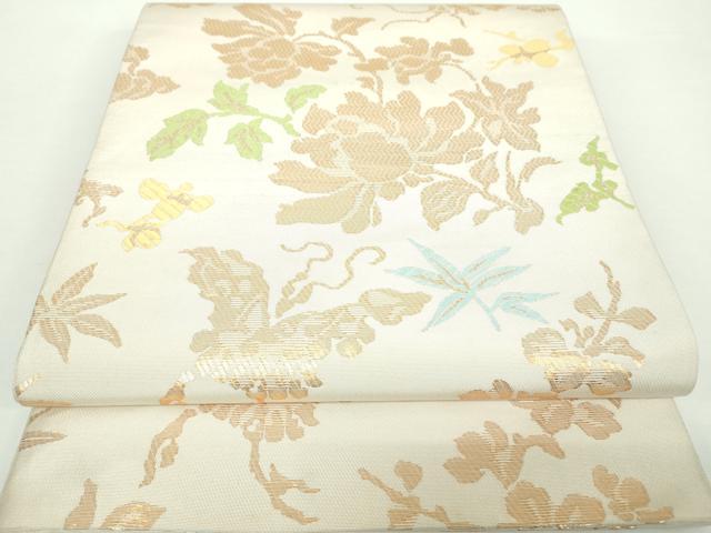 平和屋着物●桝屋高尾 全通柄 本袋帯 舞蝶花文 金糸 正絹 逸品 DAAX4562ps
