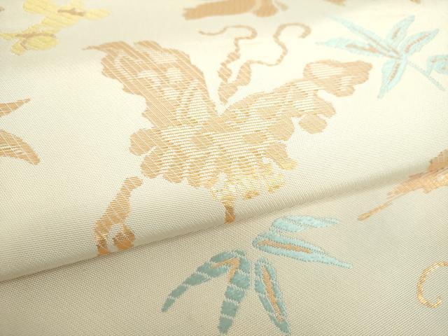 平和屋着物●桝屋高尾 全通柄 本袋帯 舞蝶花文 金糸 正絹 逸品 DAAX4562ps