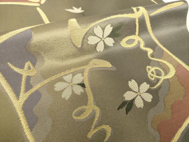 平和屋着物●六通柄袋帯 春夏秋冬 色紙重ね花文 金糸 正絹 逸品 DAAX4579ps