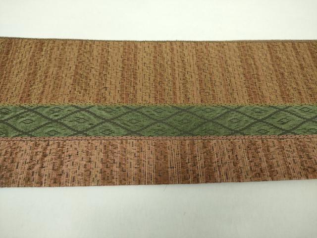 平和屋着物●本場筑前博多織 八寸名古屋帯 変わり間道 反端付き 正絹 逸品 DAAX4618ps