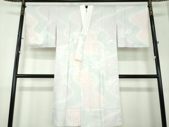 平和屋着物●上質な長襦袢 無双仕立て 束ね熨斗花地紋 暈し染め まるやま扱い 正絹 逸品 未使用 DAAX4664ps
