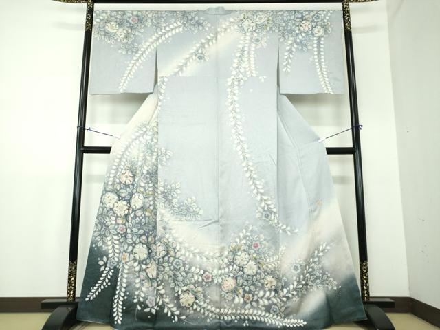 平和屋着物●越後十日町の一流染匠 桐屋・翠山工房 訪問着 絞り 辻が花 金通し地 正絹 逸品 DAAX4698ps