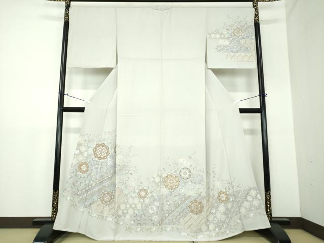 平和屋着物●中国三大刺繍 スワトウ相良刺繍 汕頭相良刺繍 総刺繍 訪問着 絞り 正倉院花文 金糸 正絹 逸品 DAAX4699ps