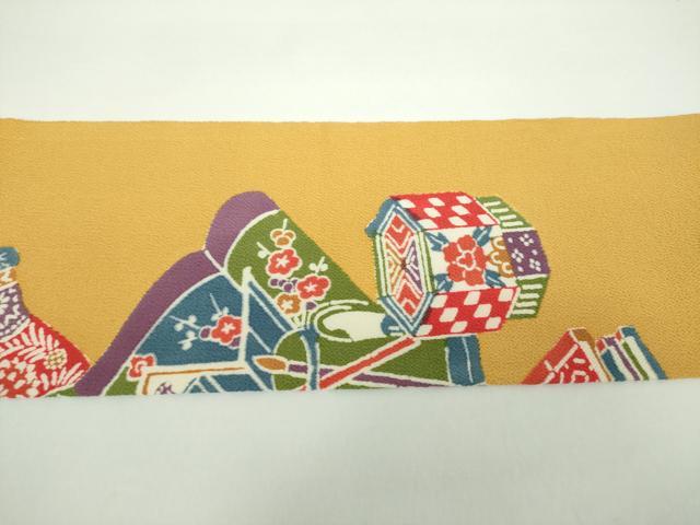 平和屋着物●九寸名古屋帯 型染 冊子花文 鬼しぼ縮緬 正絹 逸品 未使用 DAAX4778ps