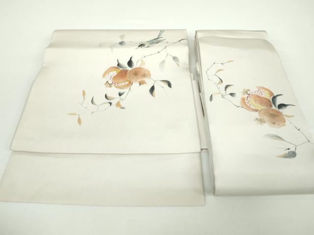 平和屋着物●塩瀬 つけ帯 手描き 休み鳥 成り物 正絹 逸品 DAAX4821ps
