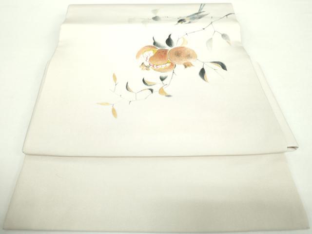 平和屋着物●塩瀬 つけ帯 手描き 休み鳥 成り物 正絹 逸品 DAAX4821ps