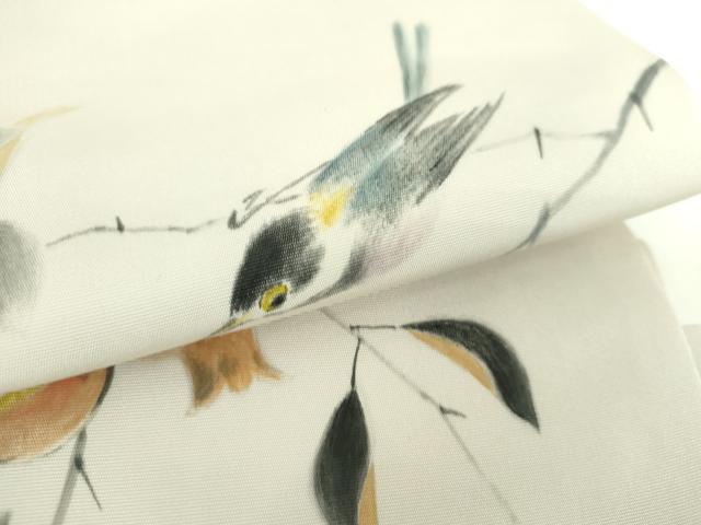 平和屋着物●塩瀬 つけ帯 手描き 休み鳥 成り物 正絹 逸品 DAAX4821ps