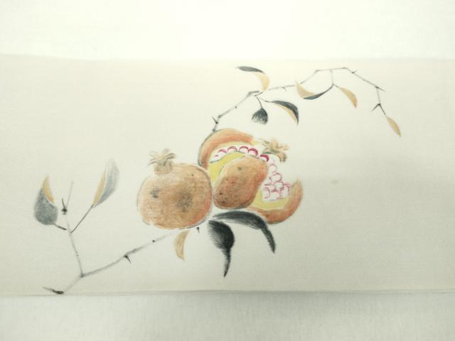 平和屋着物●塩瀬 つけ帯 手描き 休み鳥 成り物 正絹 逸品 DAAX4821ps