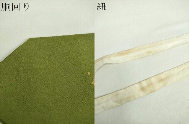 平和屋着物●つけ帯 手描き 枝花文 鬼しぼ縮緬 金彩 正絹 逸品 DAAX4823ps