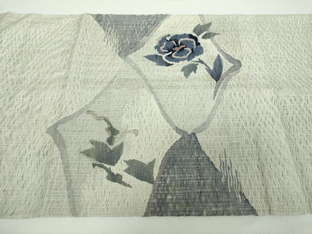 平和屋着物▽太鼓柄袋帯 スリーシーズン帯 春 夏 秋 すくい織 千鳥 草花文 銀糸 正絹 逸品 DAAX4871ps