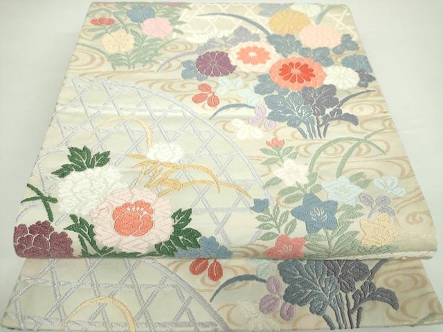 平和屋着物●六通柄袋帯 唐織 籬花文 金糸 正絹 逸品 DAAX4886ps