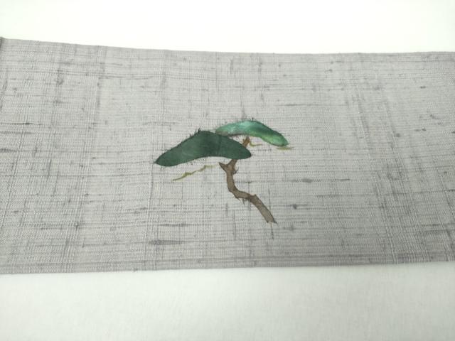 平和屋着物●九寸名古屋帯 生紬 和紙 松文 正絹 逸品 未使用 DAAX4946ps