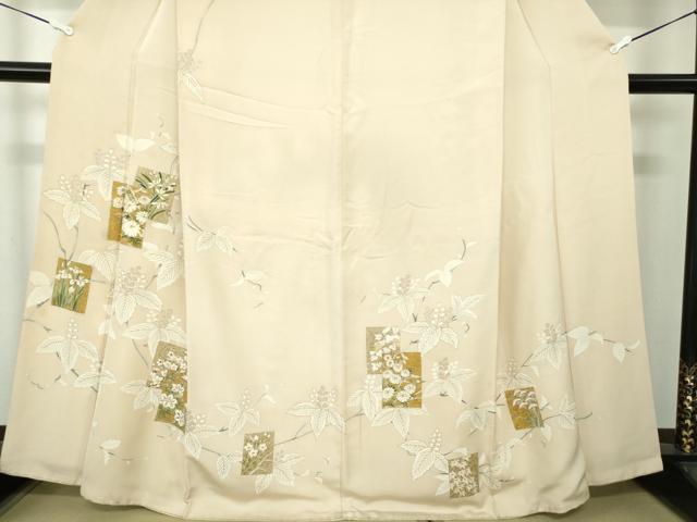 平和屋着物●訪問着 駒刺繍 色紙重ね花文 桐 金彩 正絹 逸品 DAAX4964ps
